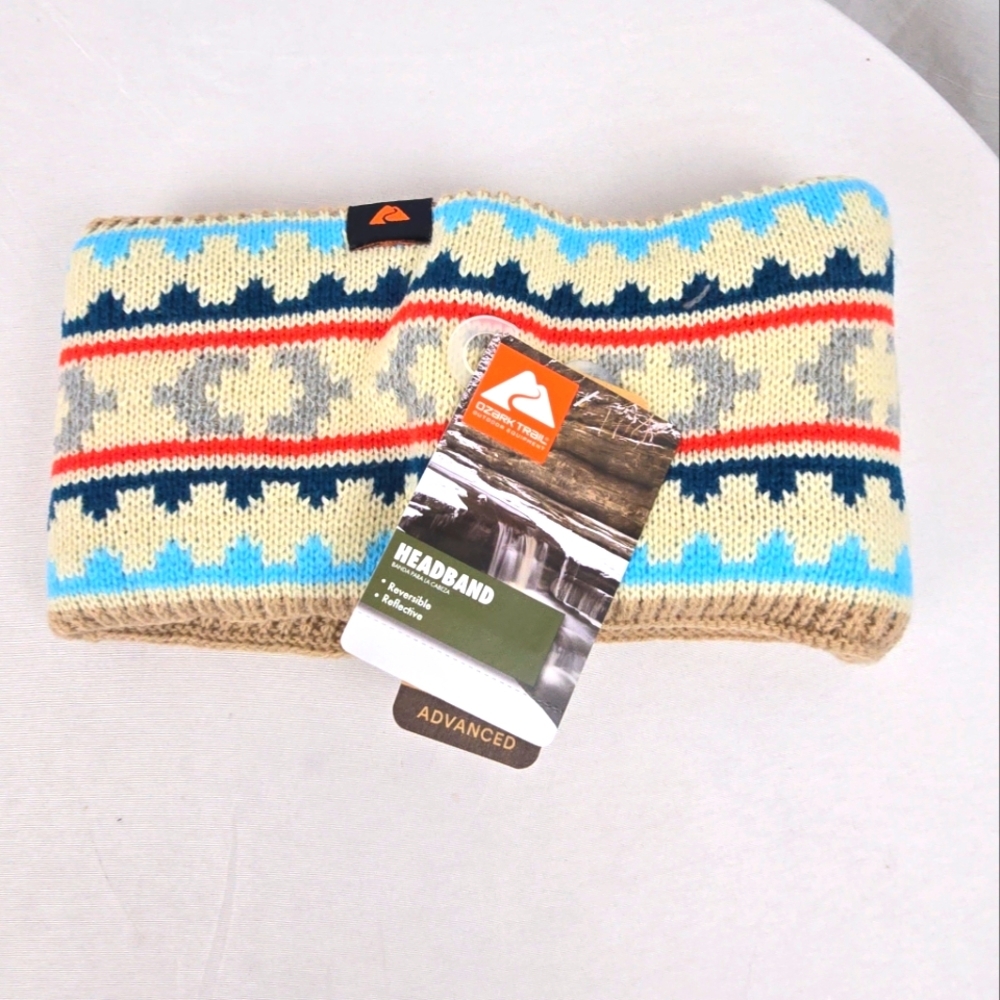 NWT OZARK TRAIL Warm Cozy Reversible Reflective Winter Multicolored Headband